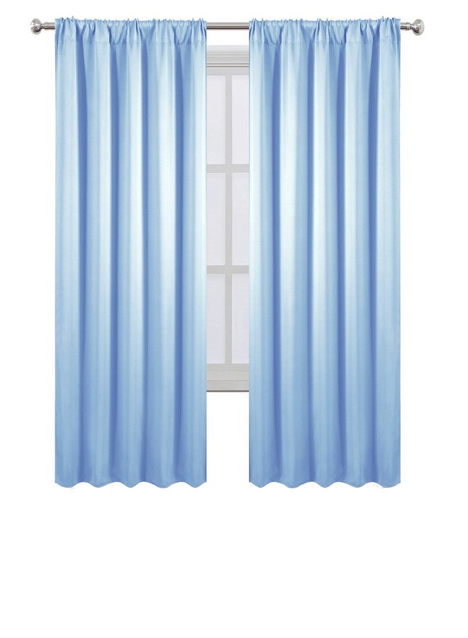 LEMOMO Blackout Curtains 52 x 63 inch/Sky Blue Curtains Set of 2 Panels/Thermal Insulated Room Darkening Bedroom Curtains - Image 2